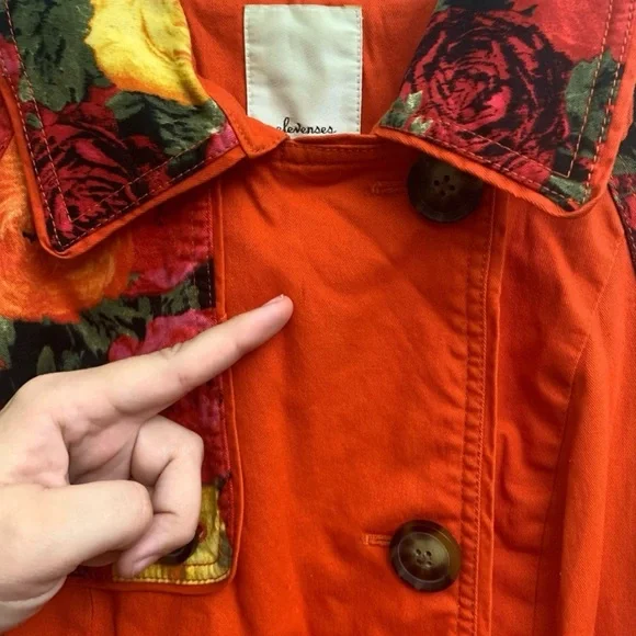 Anthropologie Elevenses Floral Trench Coat - Picture 14 of 14